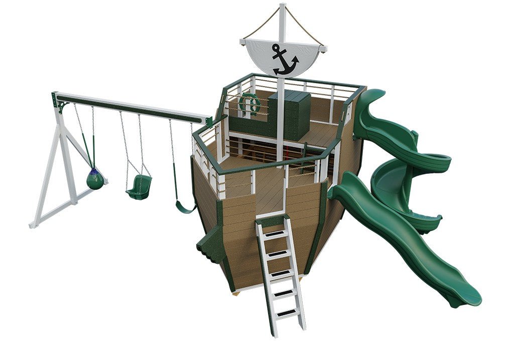 Poly Voyager vinyl playset Layout 1 in white vinyl, green accents