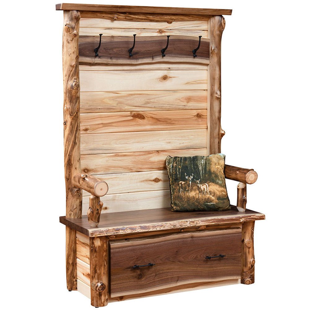 Amish Ponderosa Log Hall Bench