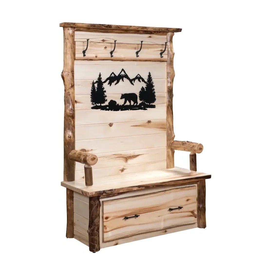 Amish Ponderosa Log Hall Bench