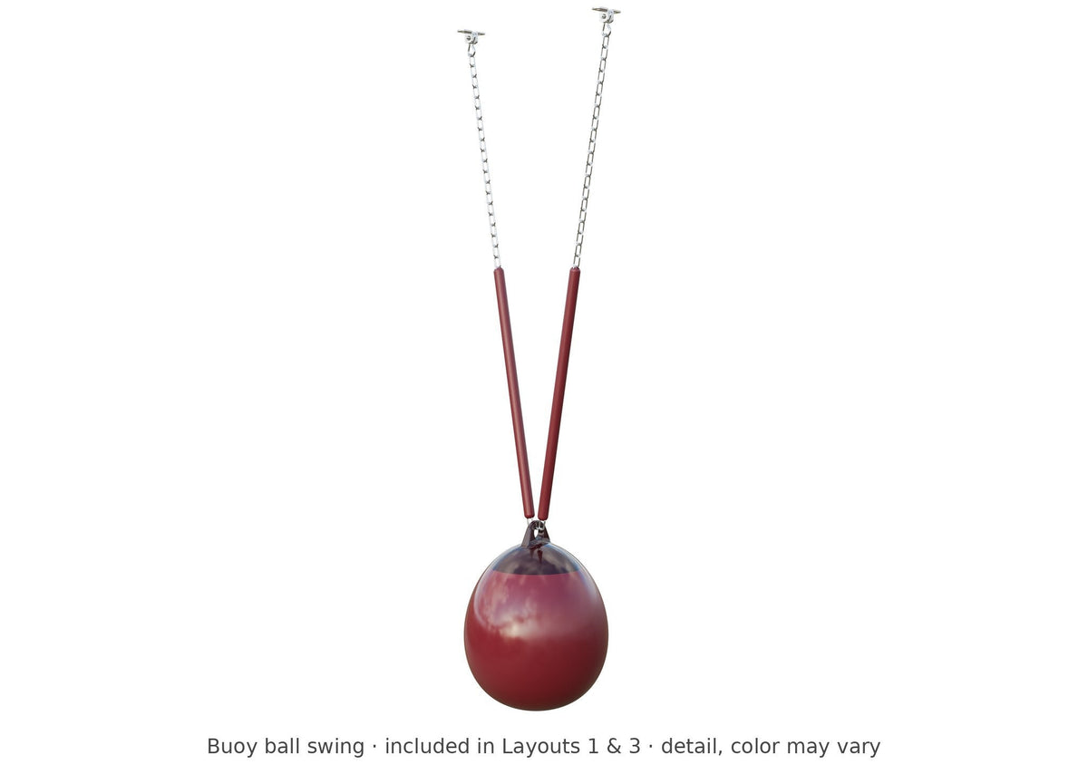 Buoy ball swing detail – included in Layouts 1 & 3 of the Rainier Vinyl Playset & Swing Set Kit