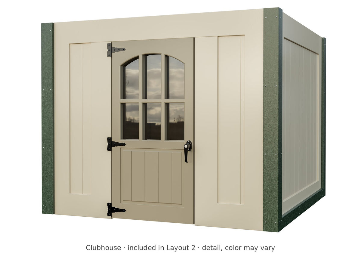Clubhouse detail – included in Layout 2 of the Rambler Peak Vinyl Playset & Swing Set Kit