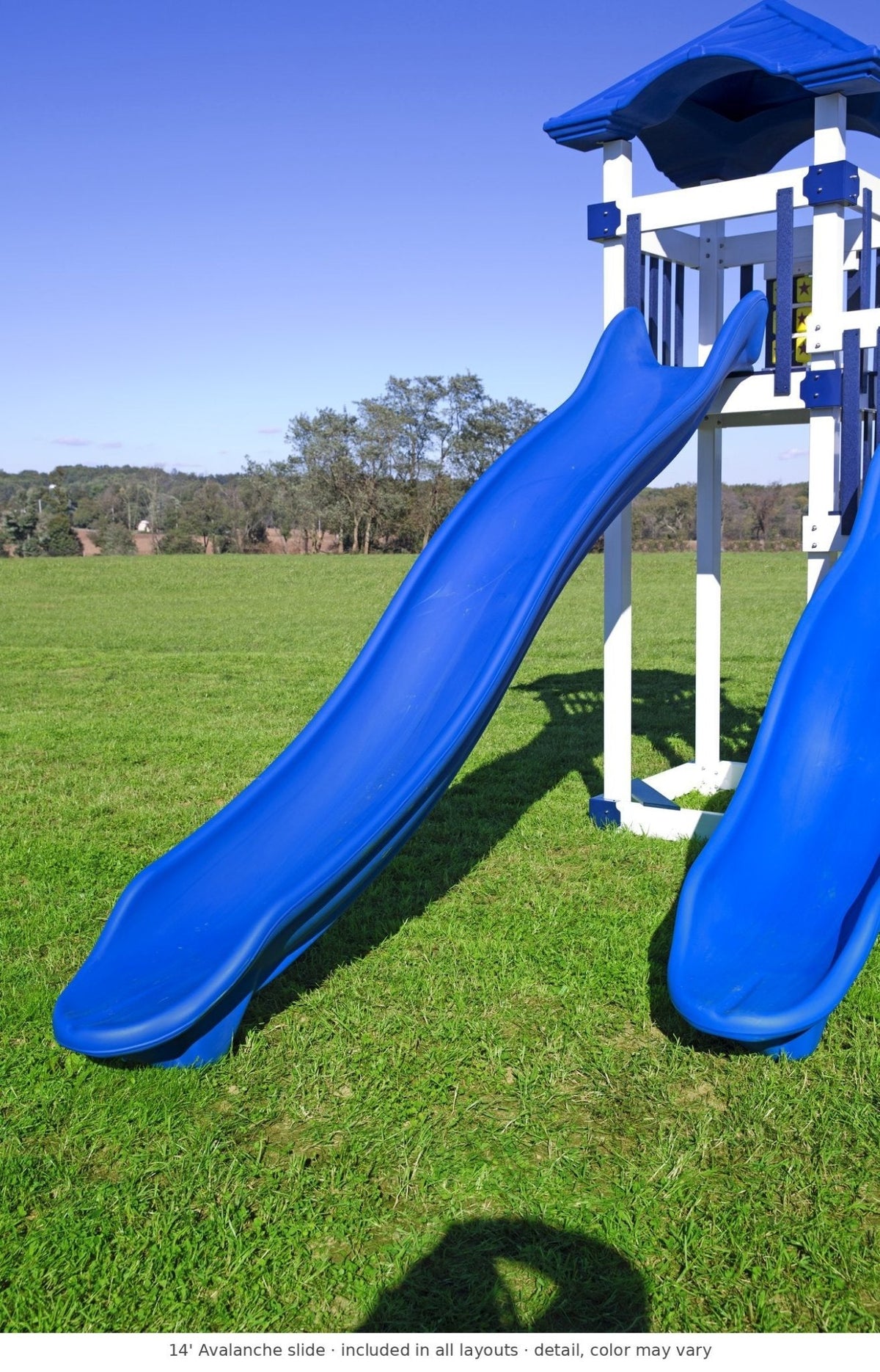 14' Avalanche slide detail – included in all layouts of the Rambler Peak Vinyl Playset & Swing Set Kit