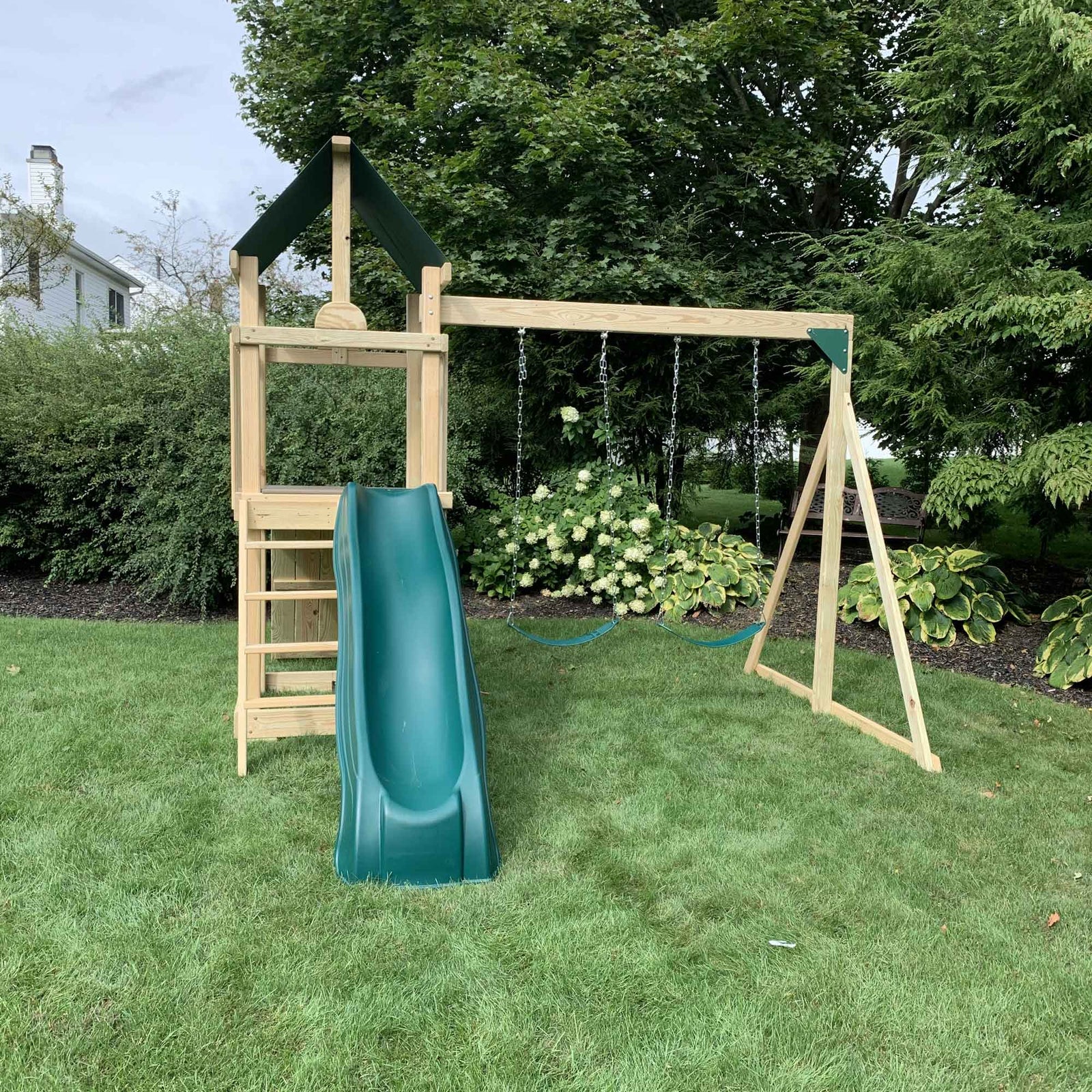 Amish Ridge Outdoor Play Wood Swing Set - Quick Ship - snyders.furniture