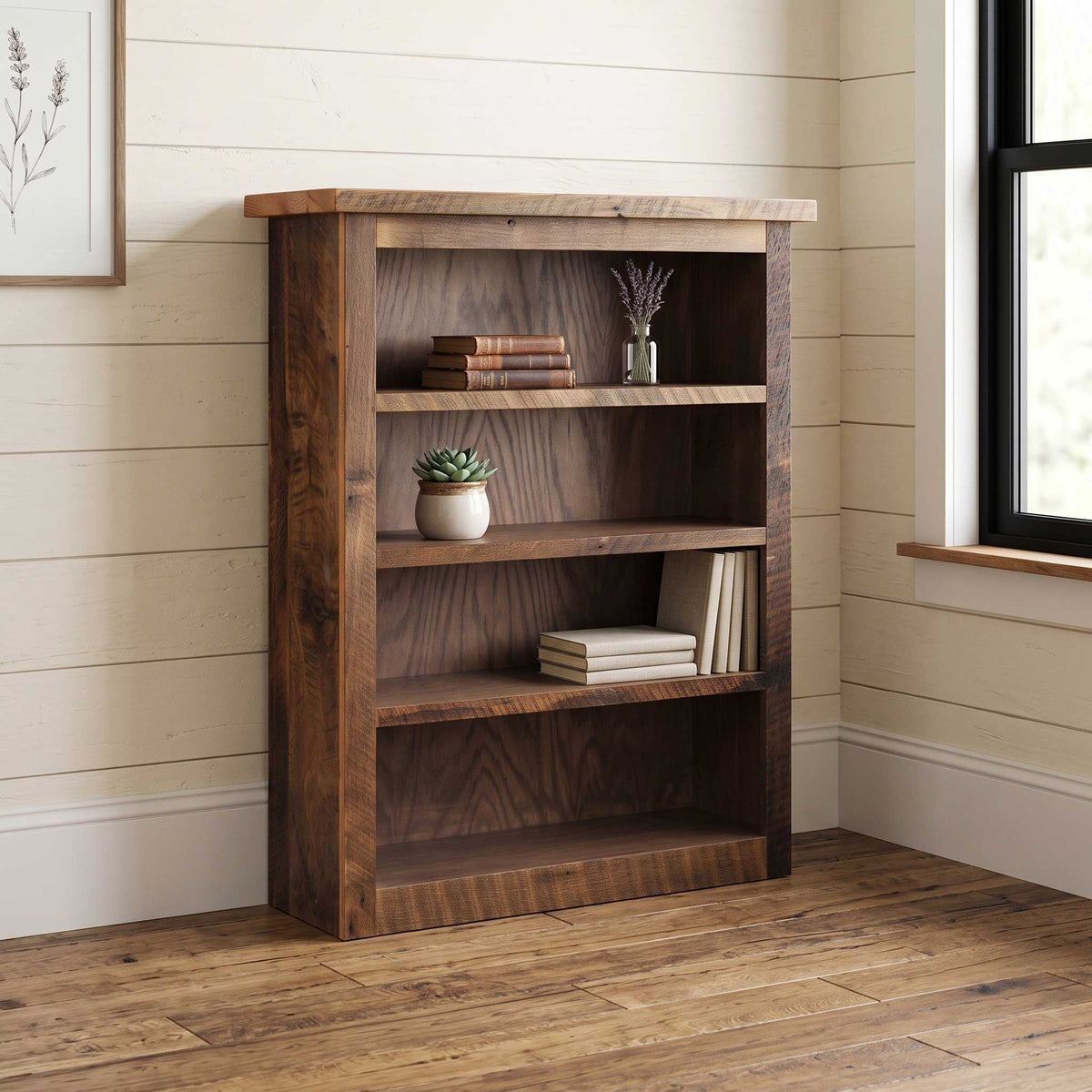 Amish Reclaimed Wood 48"h Bookshelf (3-Shelf)