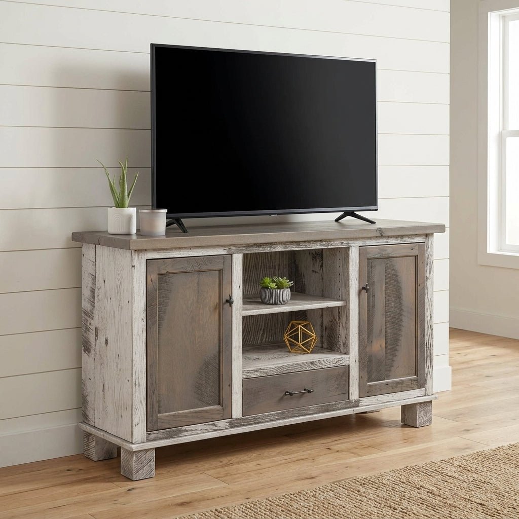 Amish Rustic Reclaimed Wood Millburg TV Stand for up to 80" TV