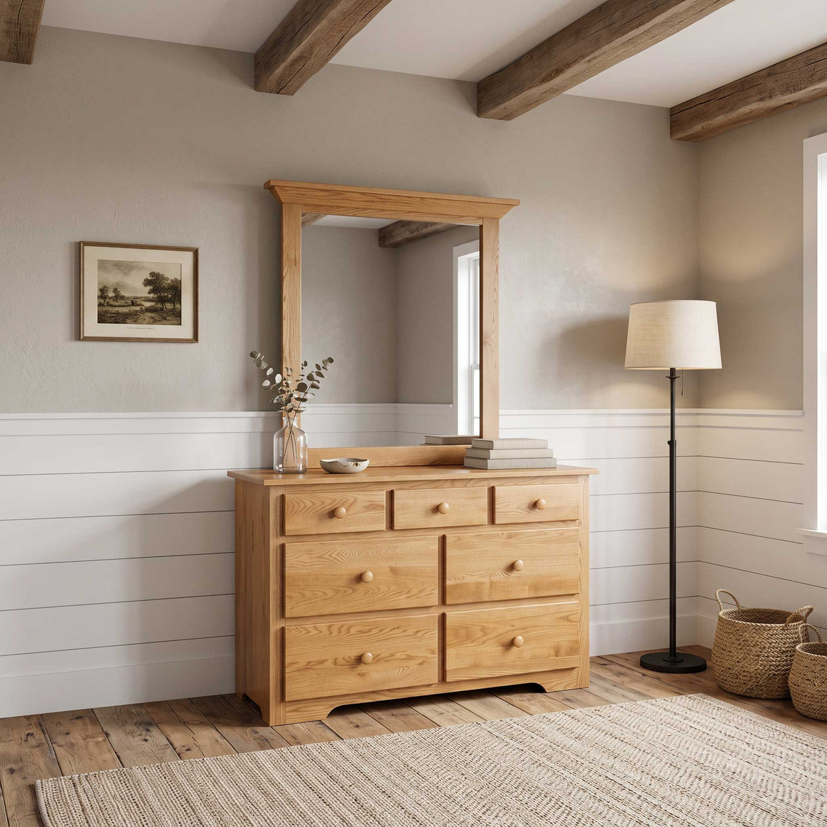 Eden Amish Solid Wood Shaker 48" 7 Drawer Dresser