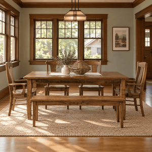 Amish Shaker Extendable Leg Dining Table shown in the dining room of a craftsman bungalow home
