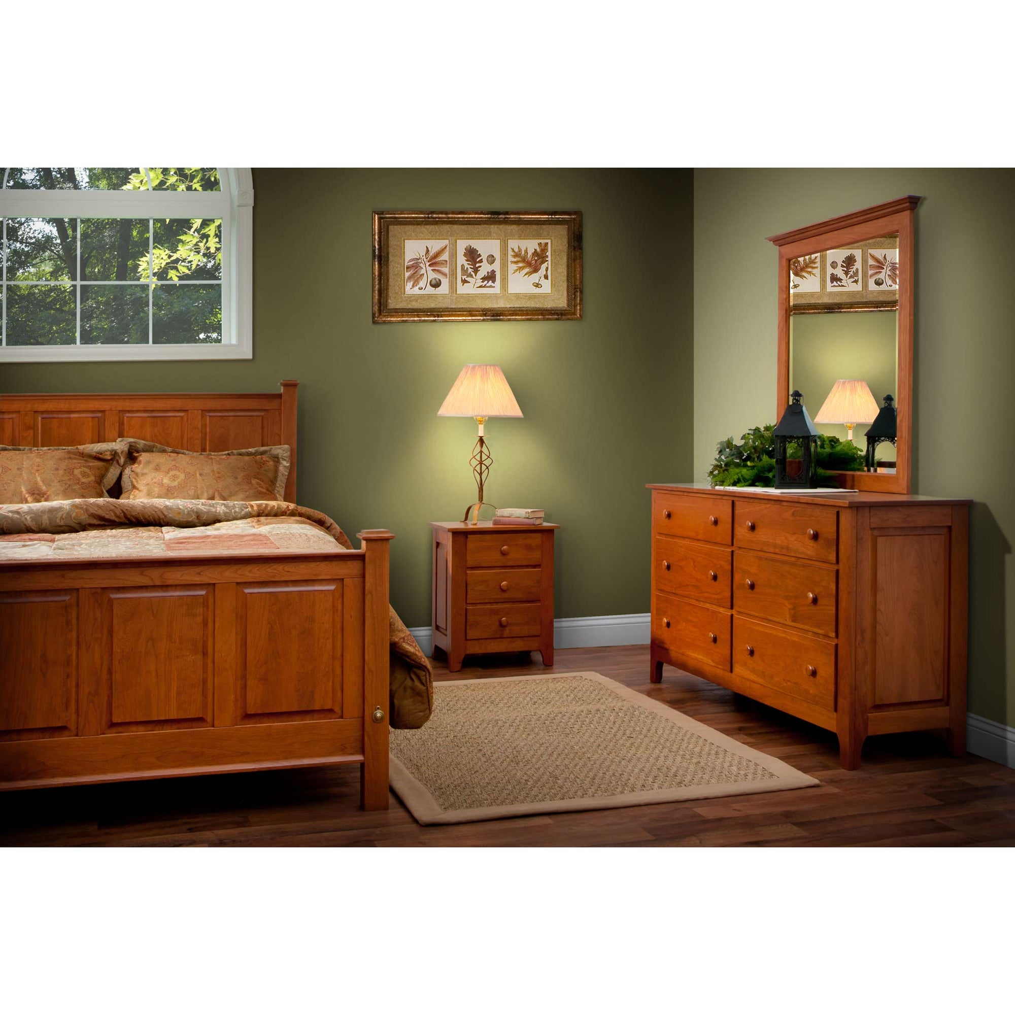 Amish Shaker Windsor 3pc Cherry Queen Bedroom Set - snyders.furniture