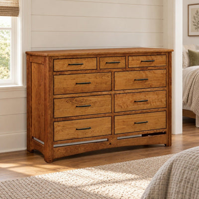 Amish Smicksburg Cottage Style Solid Wood 65" 9-Drawer Dresser