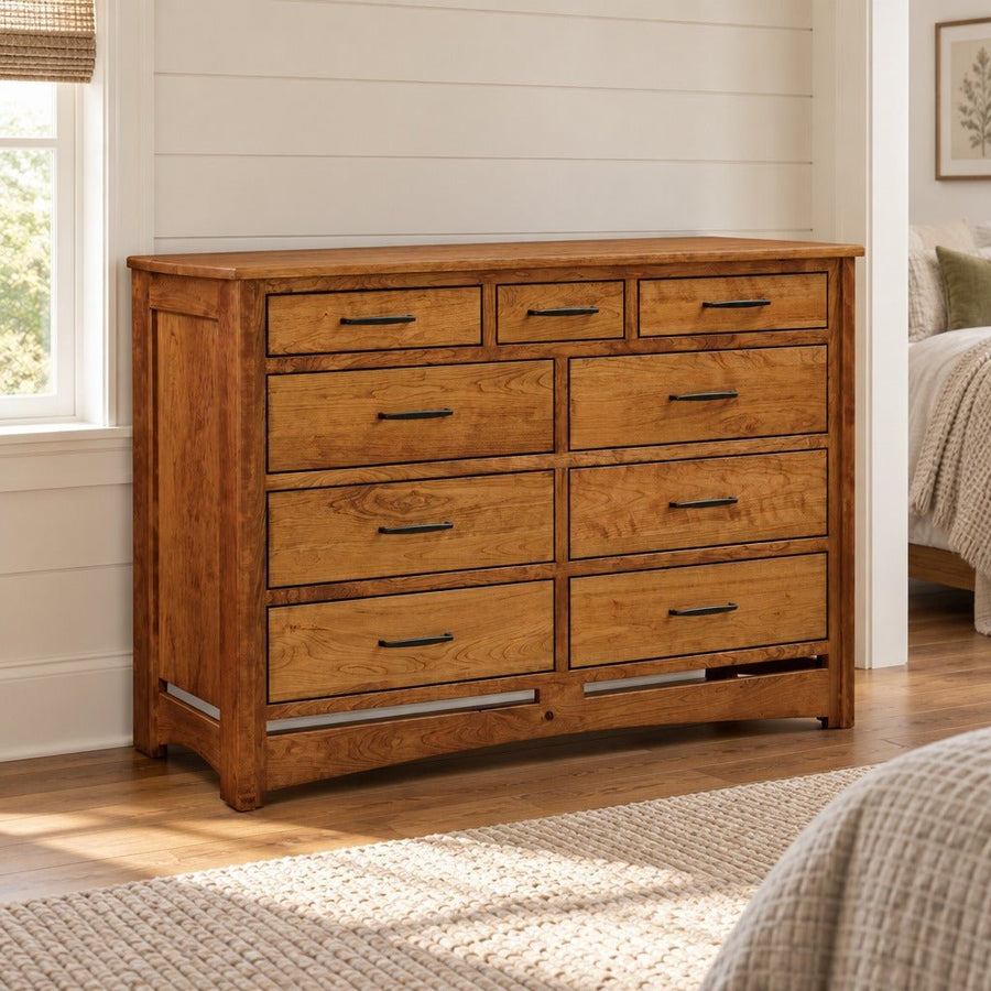 Amish Smicksburg Cottage Style Solid Wood 65" 9-Drawer Dresser