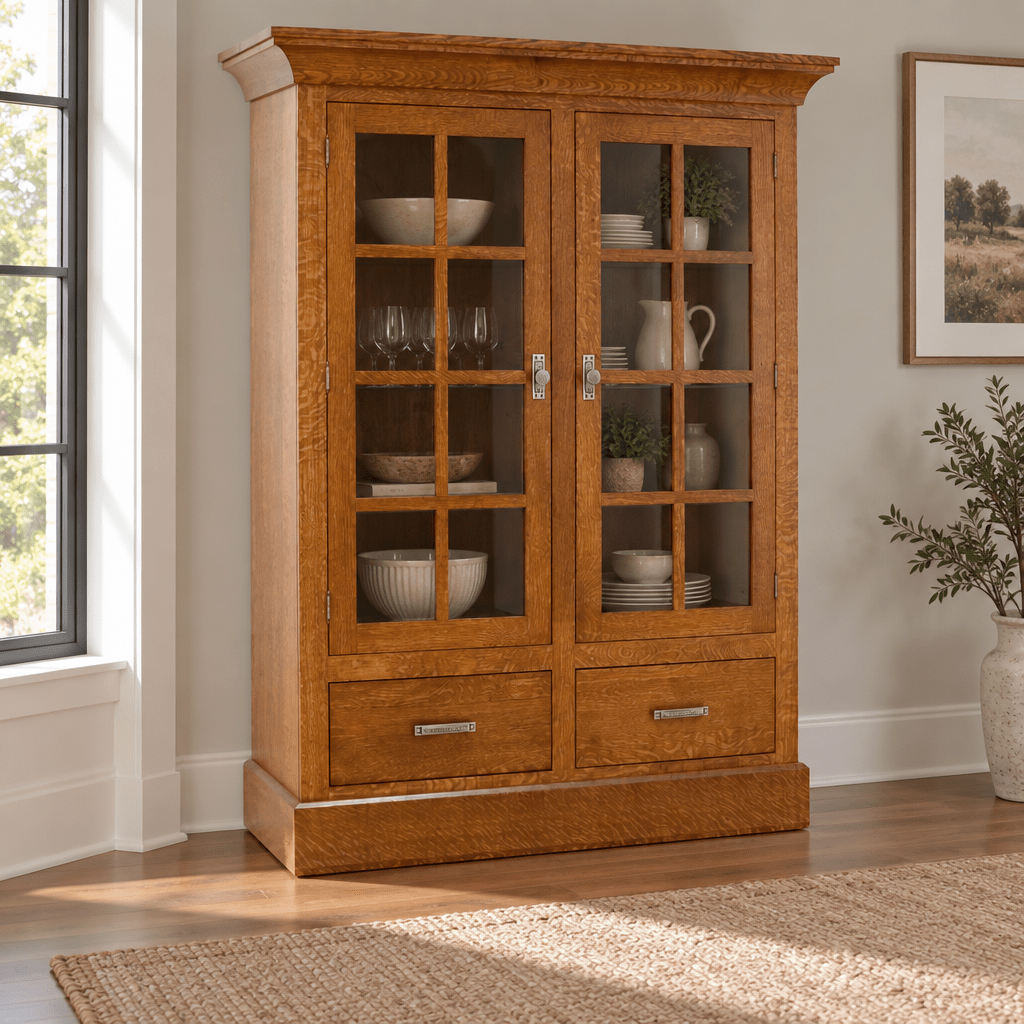 Amish Solid Wood Montrose Hutch shown in the dining room of a transitional home