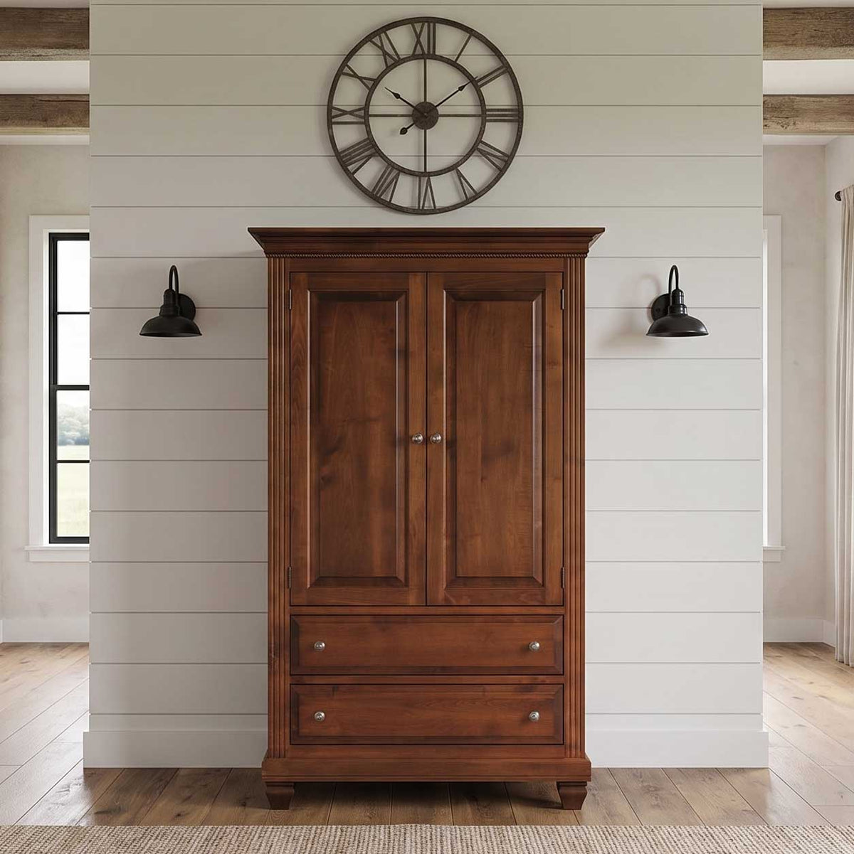 Amish Solid Wood Palatine 2-Drawer 2-Door Armoire