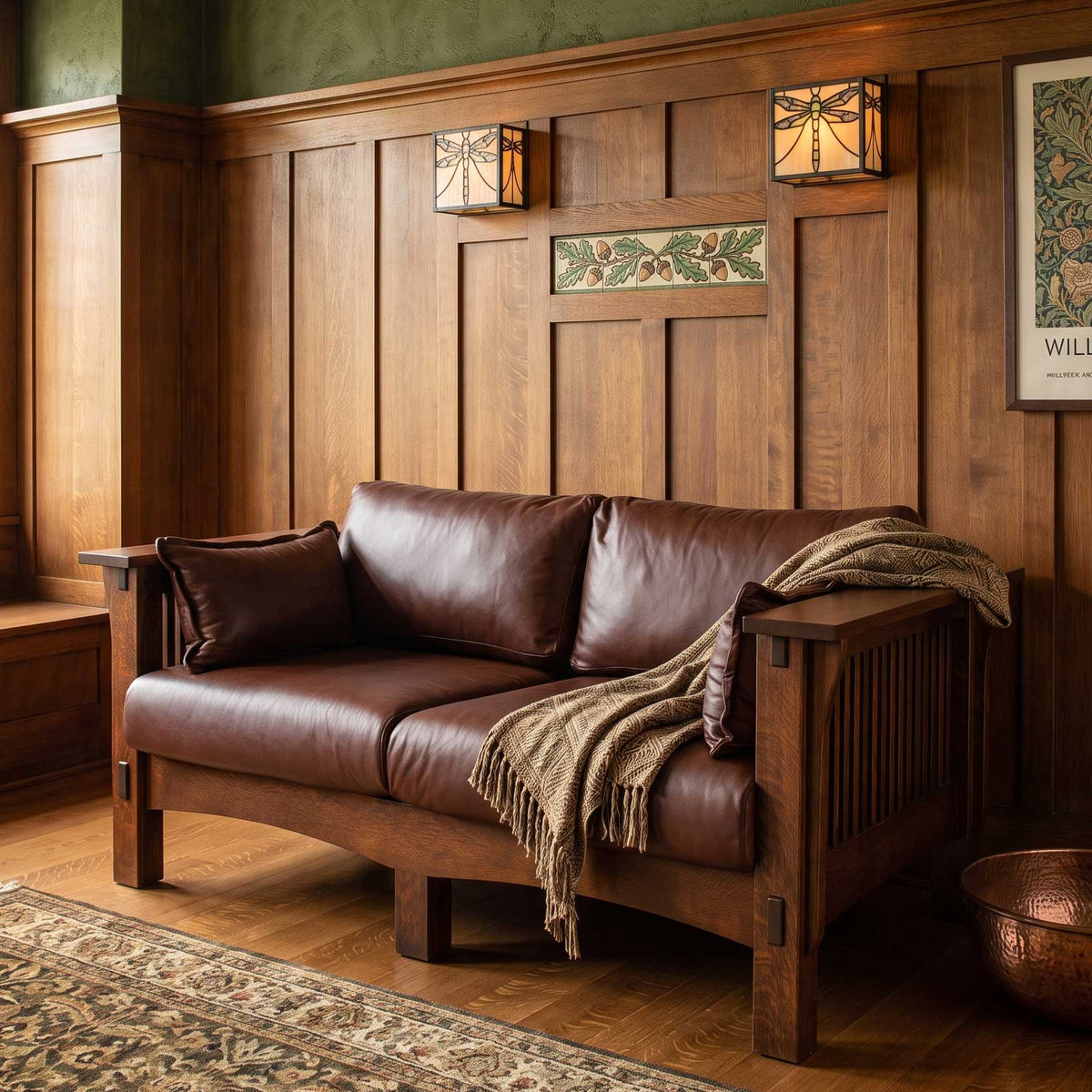 Loveseat Misión Española Amish de Madera Maciza