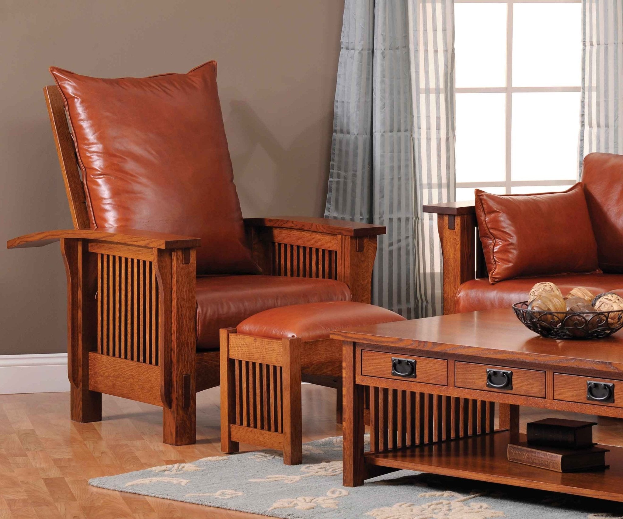 Amish Solid Wood Spanish Mission Morris Chair