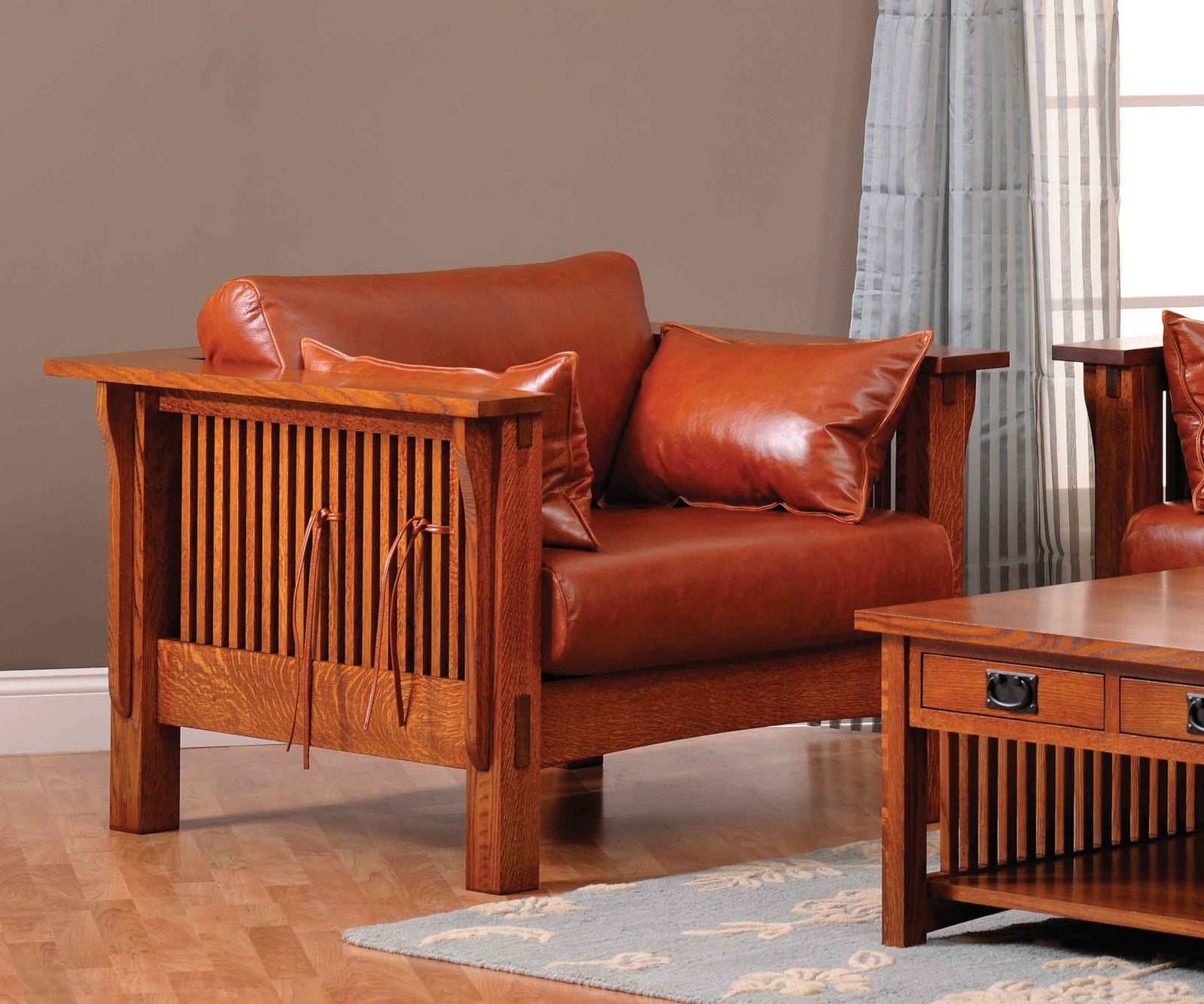 Amish Solid Wood Spanish Mission Sofa Chair - snyders.furniture