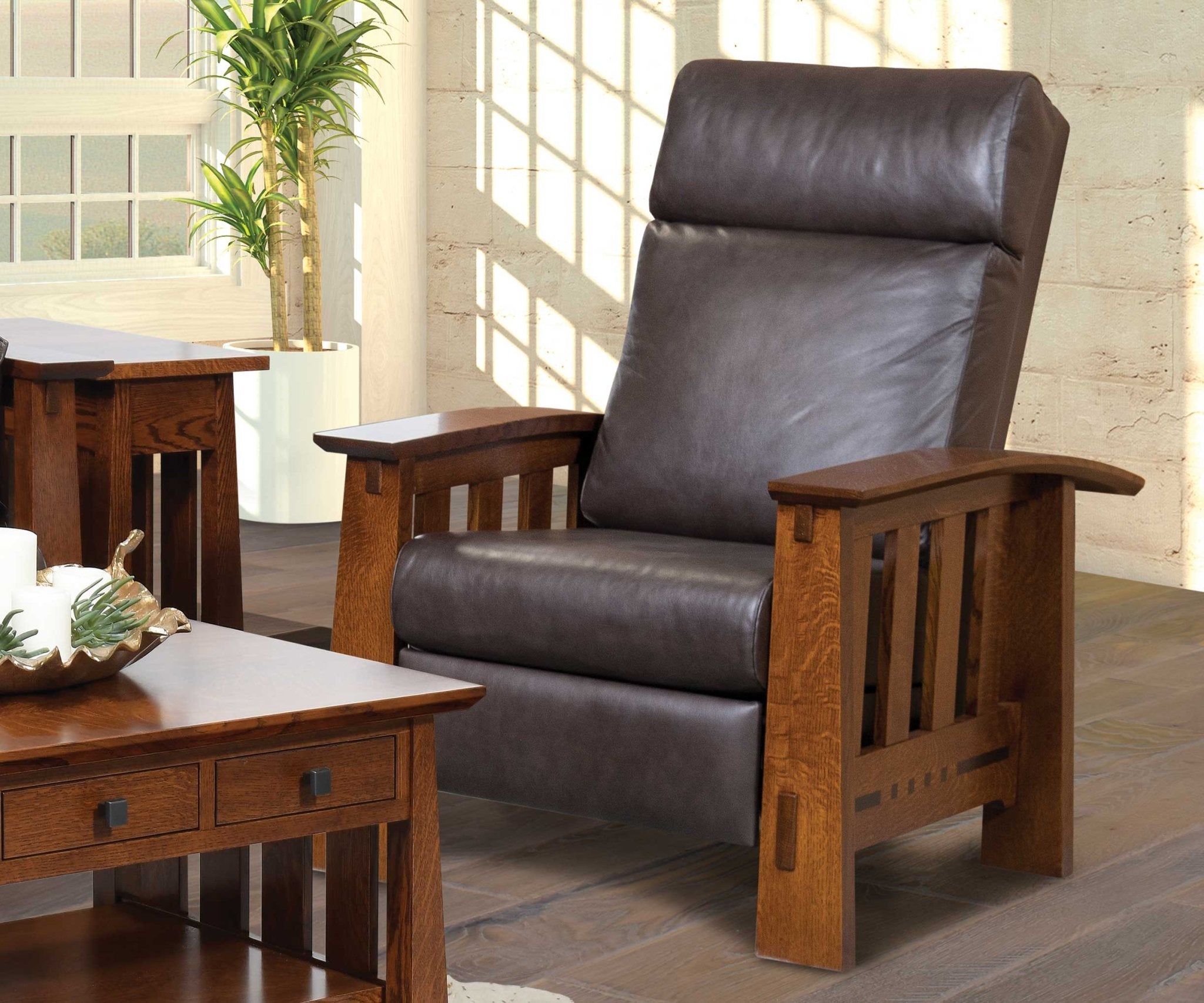 Amish Solid Wood Van Nuys Morris Recliner