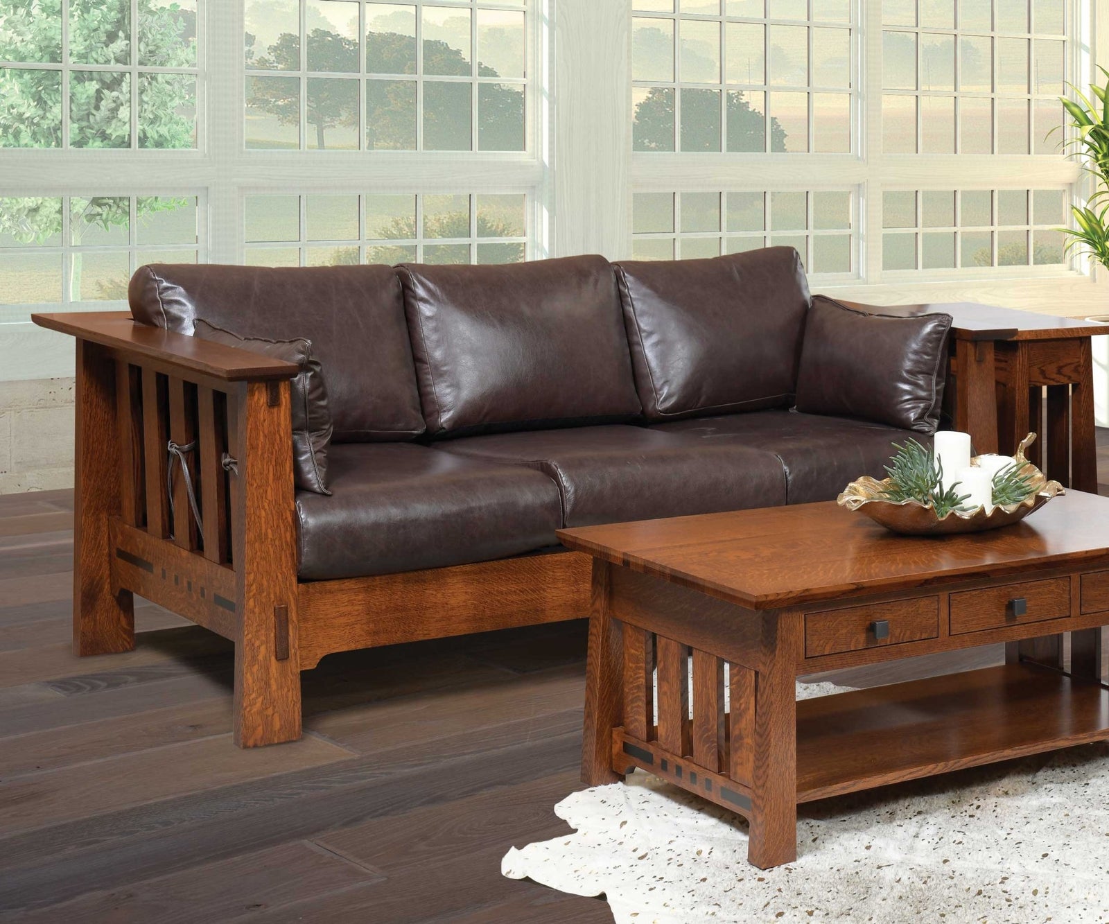 Amish Solid Wood Van Nuys Morris Sofa - snyders.furniture