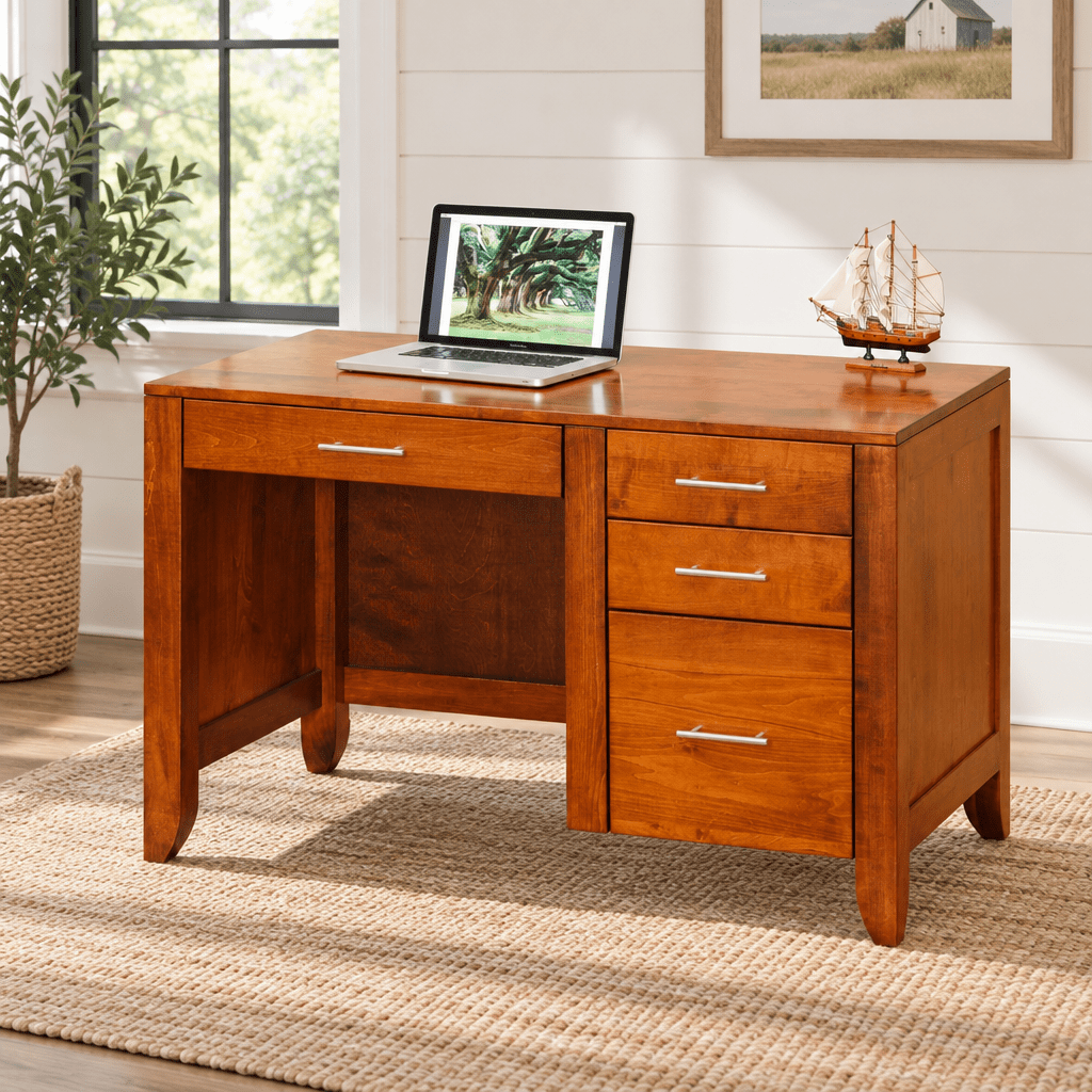 Amish Study Desk shown in the home office of a modern farmhouse home