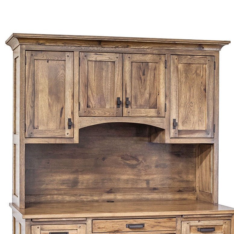 Amish Sugar Grove Mission Solid Wood 4-Door Hutch - shown on desk