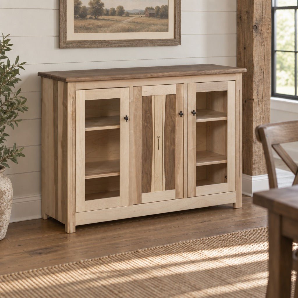 Amish Sugarcreek Rustic Farmhouse Solid Wood 3-Door Dining Server