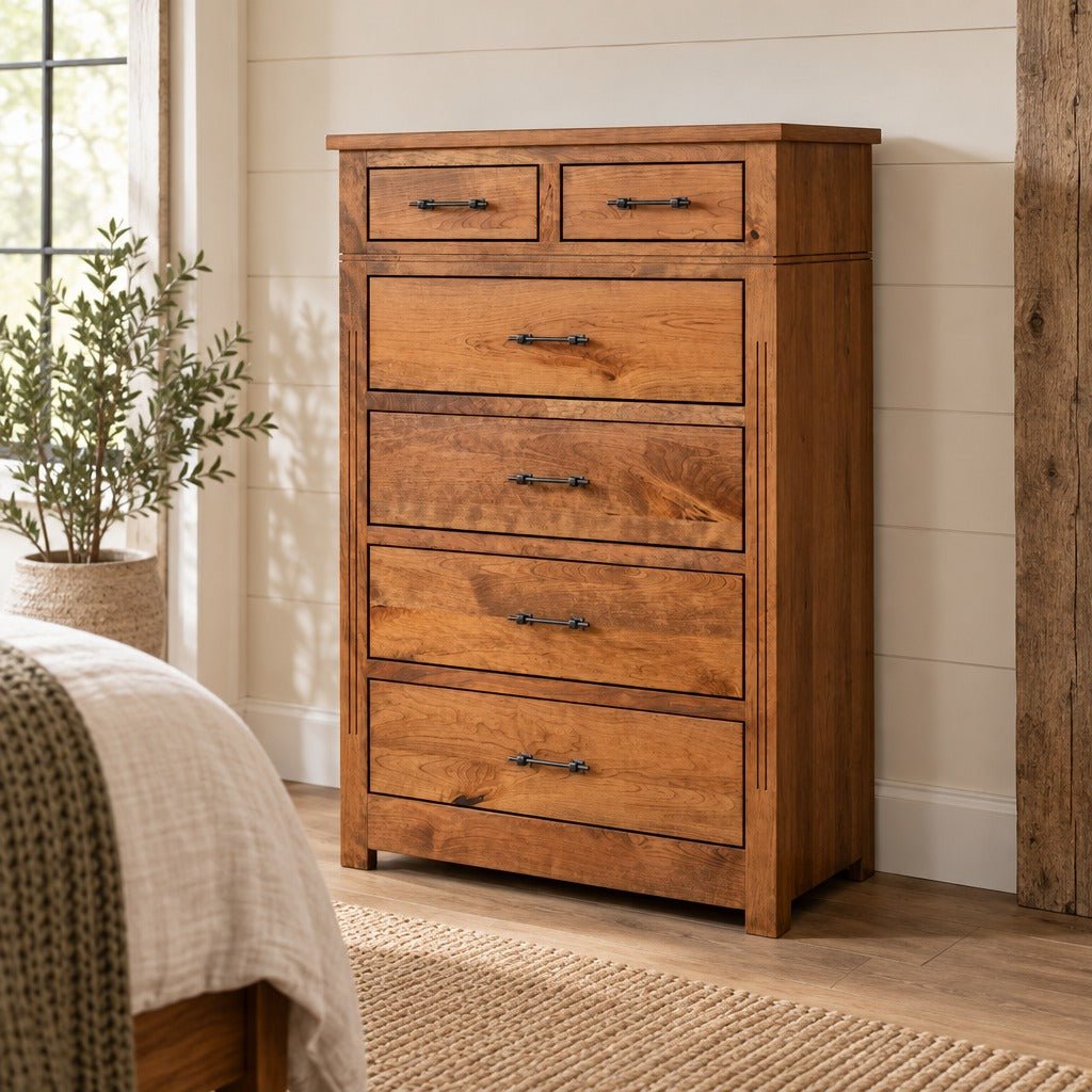 Amish Sugarcreek Rustic Farmhouse Solid Wood 5pc Bedroom Set