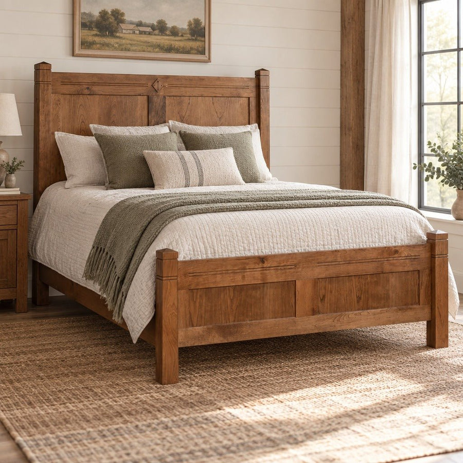 Amish Sugarcreek Rustic Farmhouse Solid Wood 5pc Bedroom Set