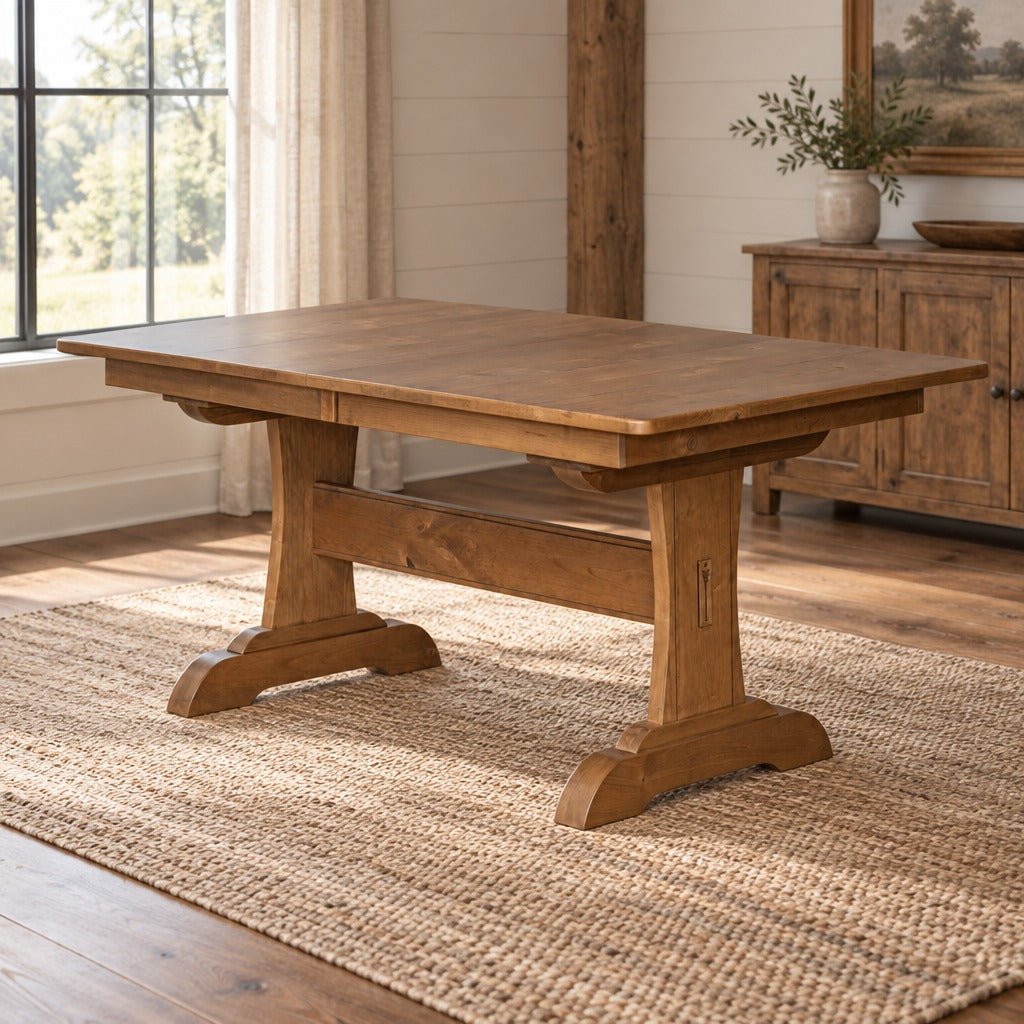 Amish Sugarcreek Rustic Farmhouse Solid Wood Extendable Dining Table