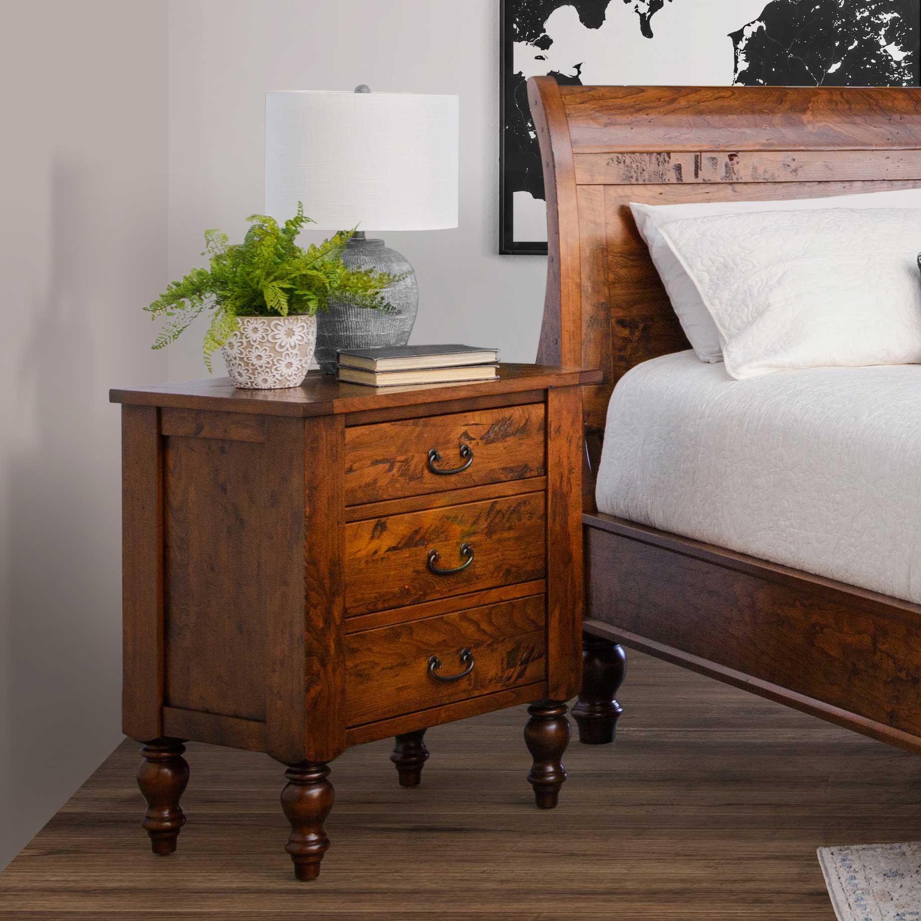 Amish Telluride Rustic Wood Bedside Chest - snyders.furniture