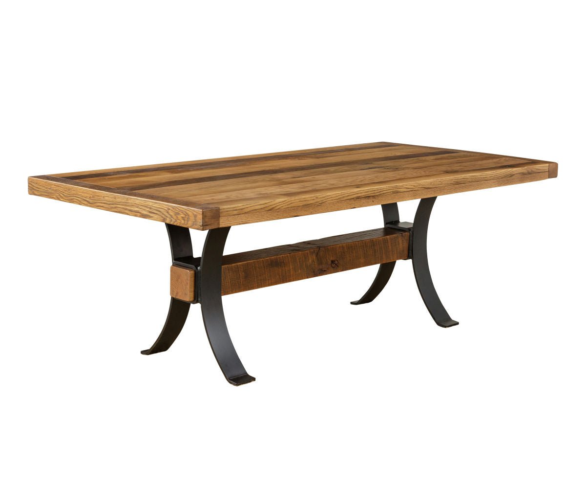Amish Timber Frame Rustic Barnwood 72&quot; Dining Trestle Table Set - snyders.furniture