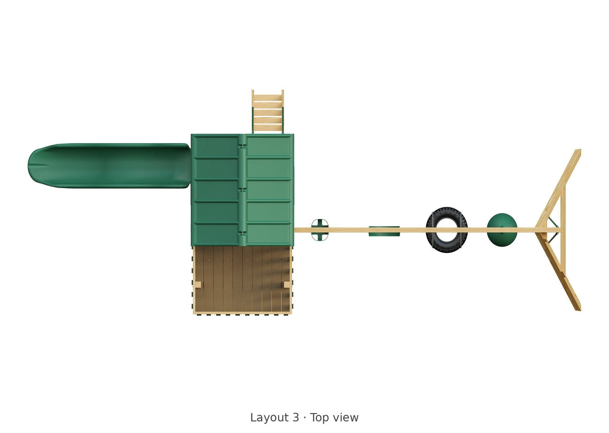 Amish Trading Post Wooden Swing Set & Playset Kit – Layout 3, top view