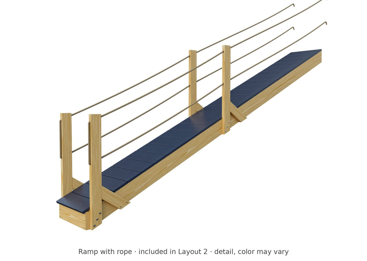 Ramp with rope detail – included in Layout 2 of the Voyager Wooden Swing Set & Playset Kit