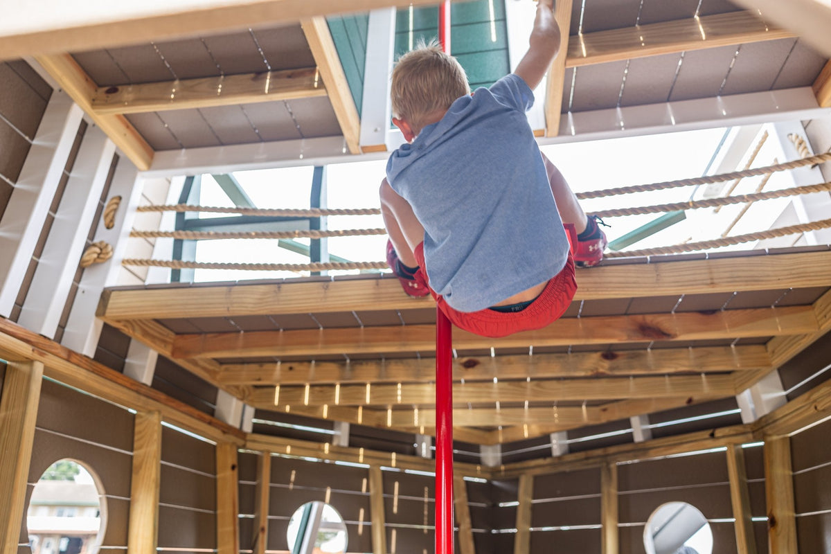 Voyager Wooden Swing Set & Playset Kit – real-world photo (configuration and colors may differ from the layouts offered)
