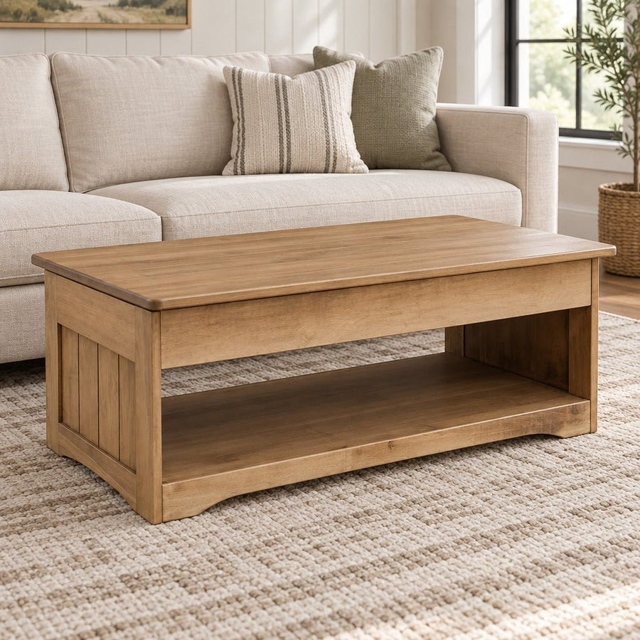 Amish Walnut Creek Farmhouse Solid Wood 48" Lift-Top Coffee Table