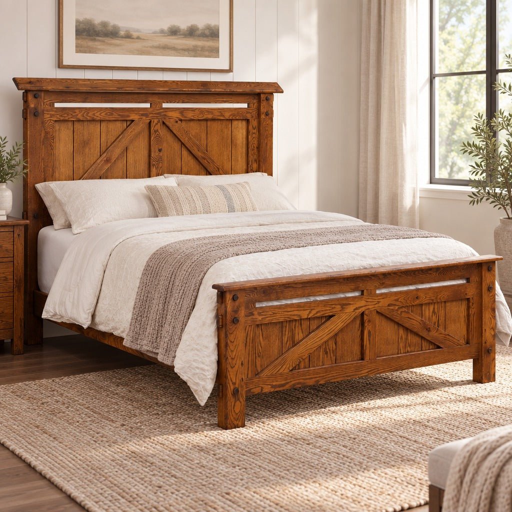 Amish Walnut Creek Farmhouse Solid Wood 5pc Bedroom Set