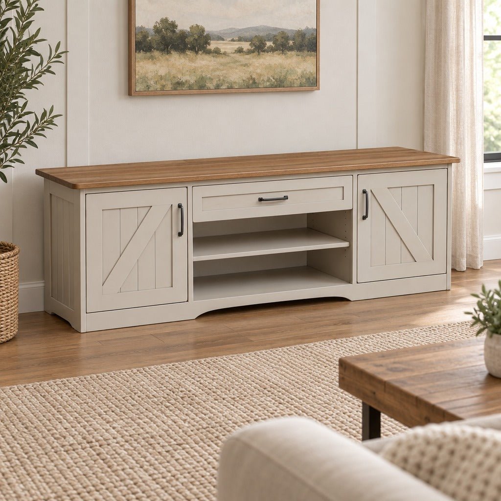 Amish Walnut Creek Farmhouse Solid Wood 80" TV Stand