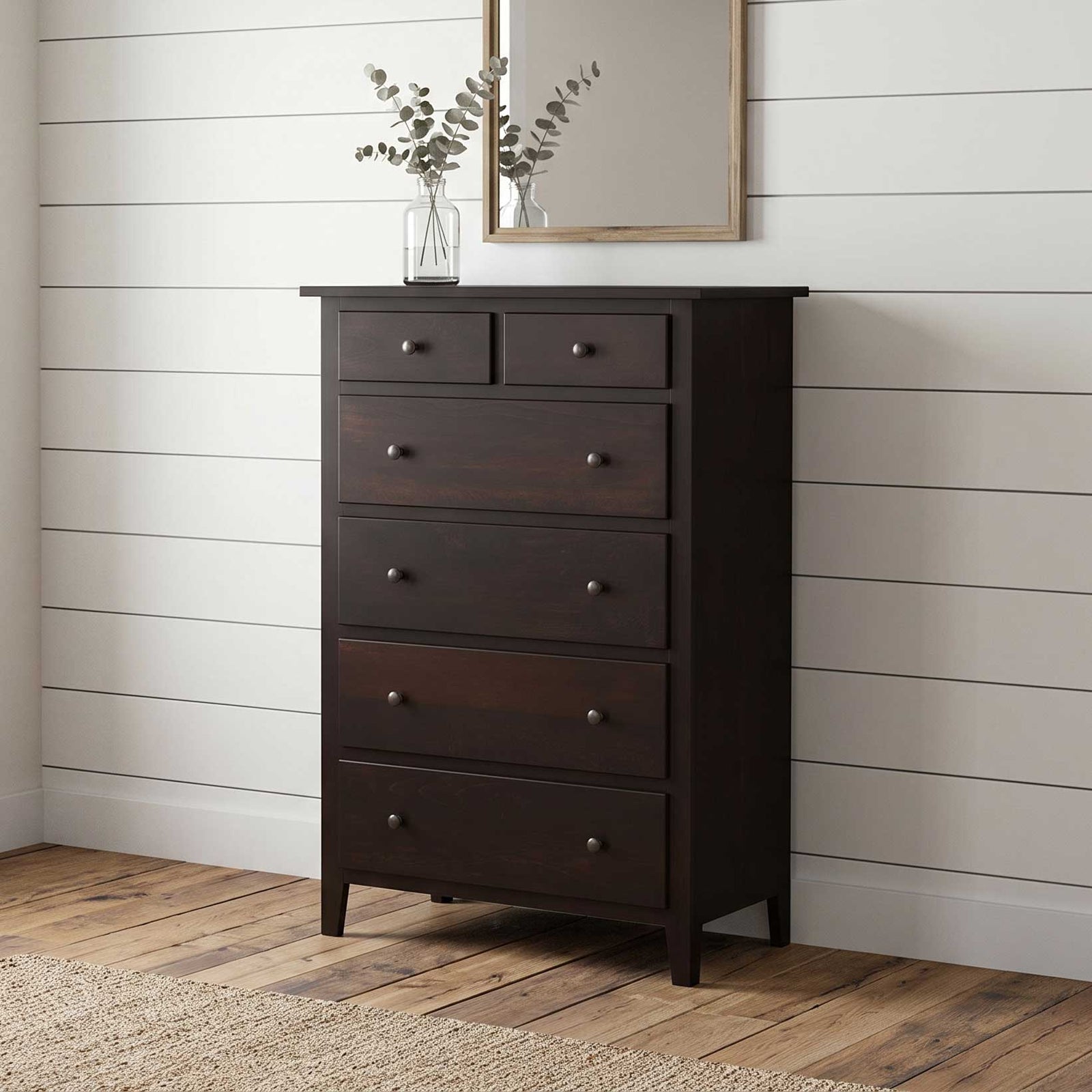 Amish Warrington Chest of Drawers shown in the bedroom of a transitional home