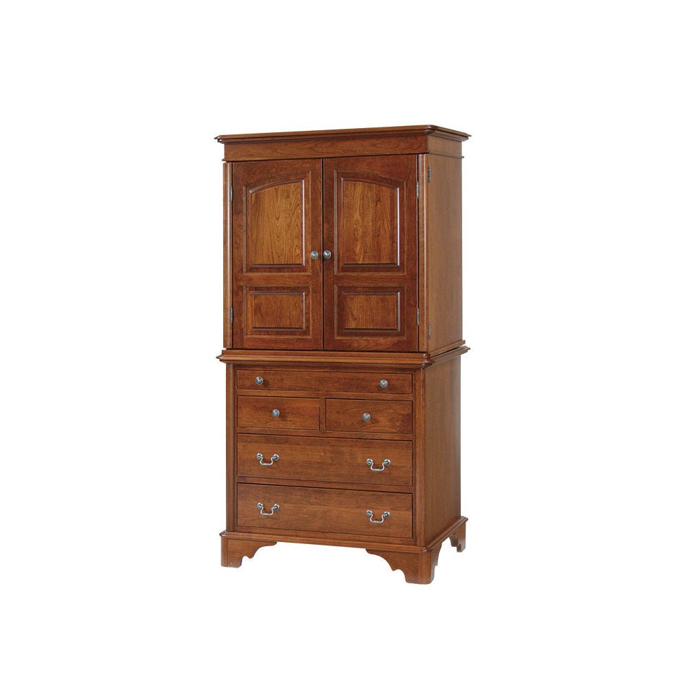 Amish Wellington Armoire shown in the bedroom of a traditional colonial home