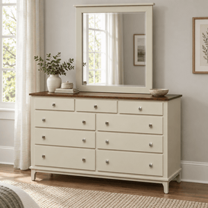 Amish Wynmoor 60" Triple Dresser shown in the bedroom of a transitional home