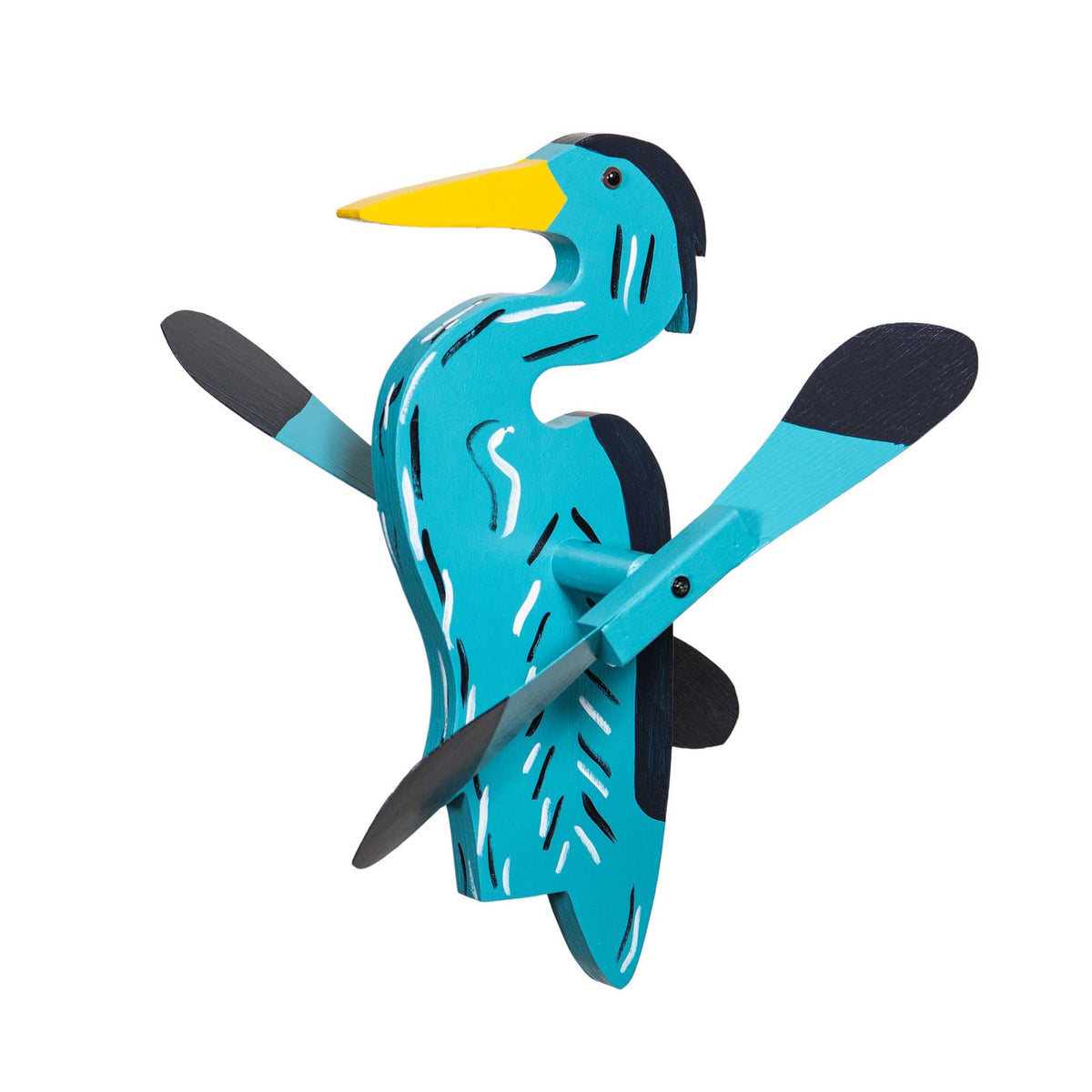 Amish Garden Wood Blue Heron Whirlybird Wind Spinner