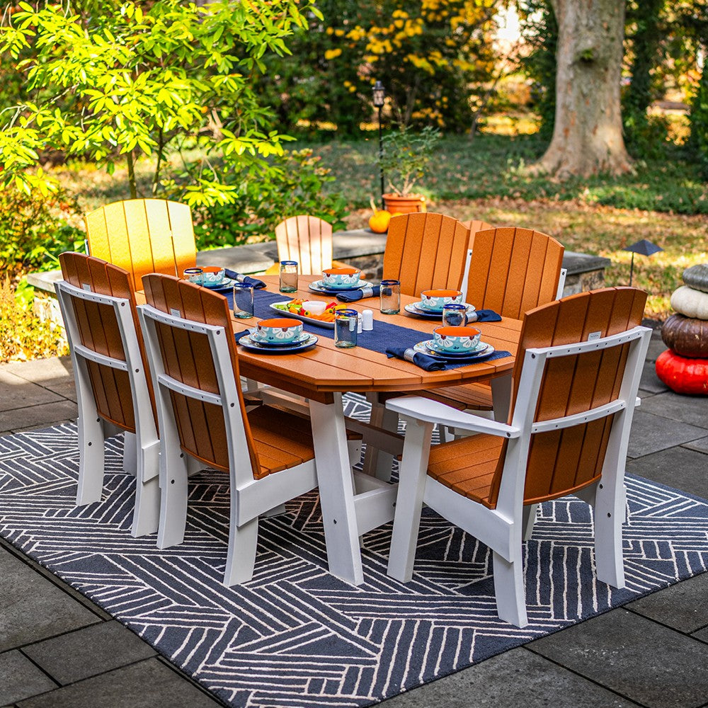 Amish Coastal Fanback 7-Piece Patio Dining Set: Table, 2 Armchairs & 4 Side Chairs
