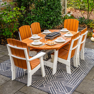 Amish Coastal Fanback 7-Piece Patio Dining Set: Table, 2 Armchairs & 4 Side Chairs