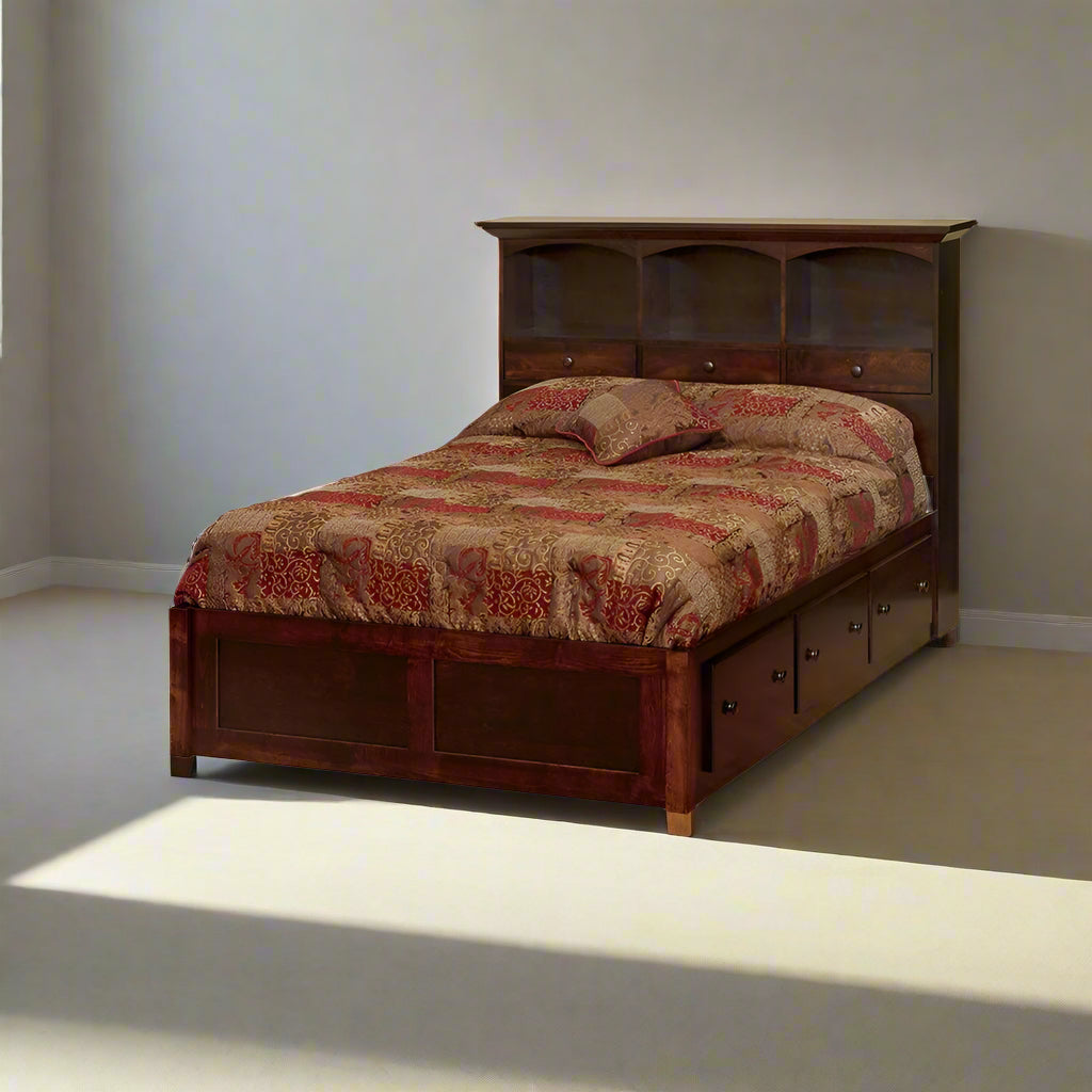 Eden Amish Bookcase Platform Storage Drawer Bed - snyders.furniture