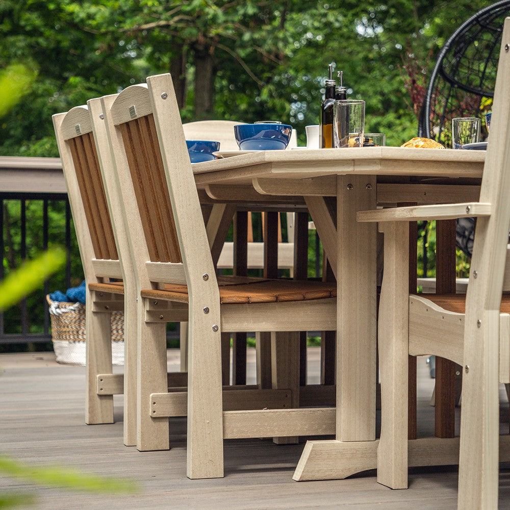 Amish Spanish Garden 6pc Patio Dining Set: Table, 4 Chairs & Bench