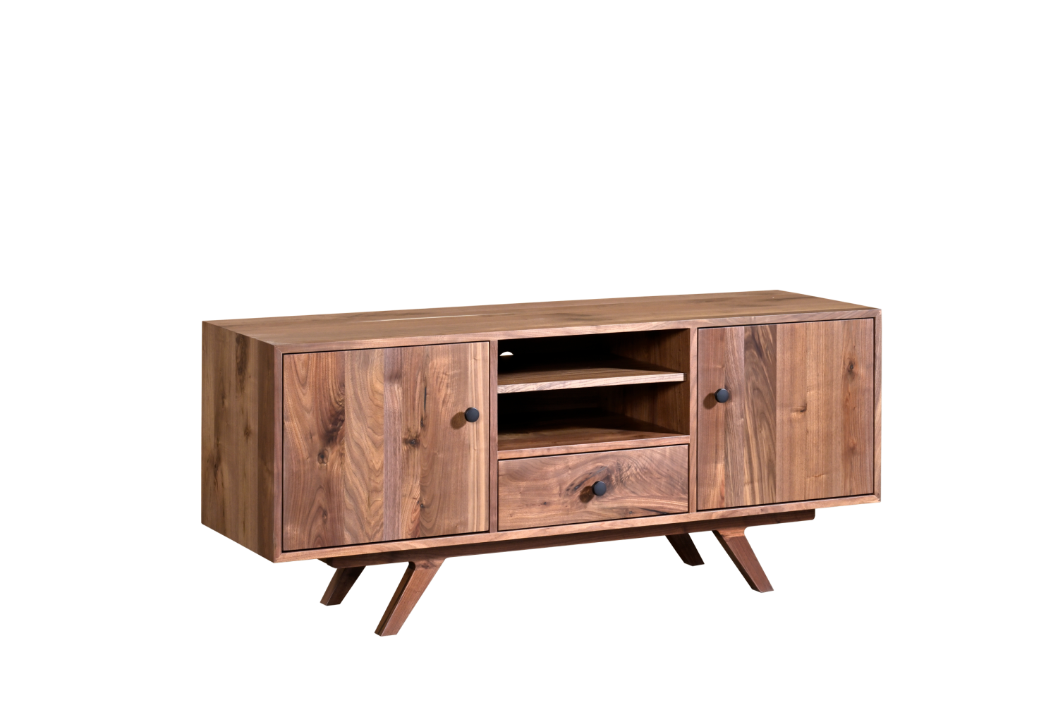 Amish Made Amish Mid Century Modern Palo Alto Solid Wood Media TV Console