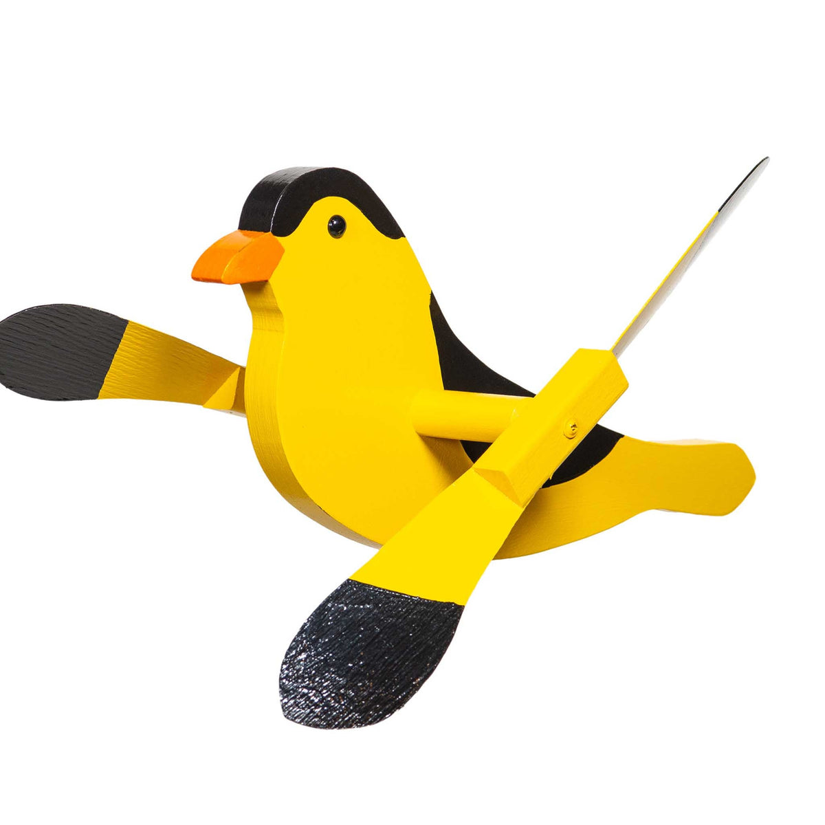 Amish Garden Wood Gold Finch Whirlybird Wind Spinner