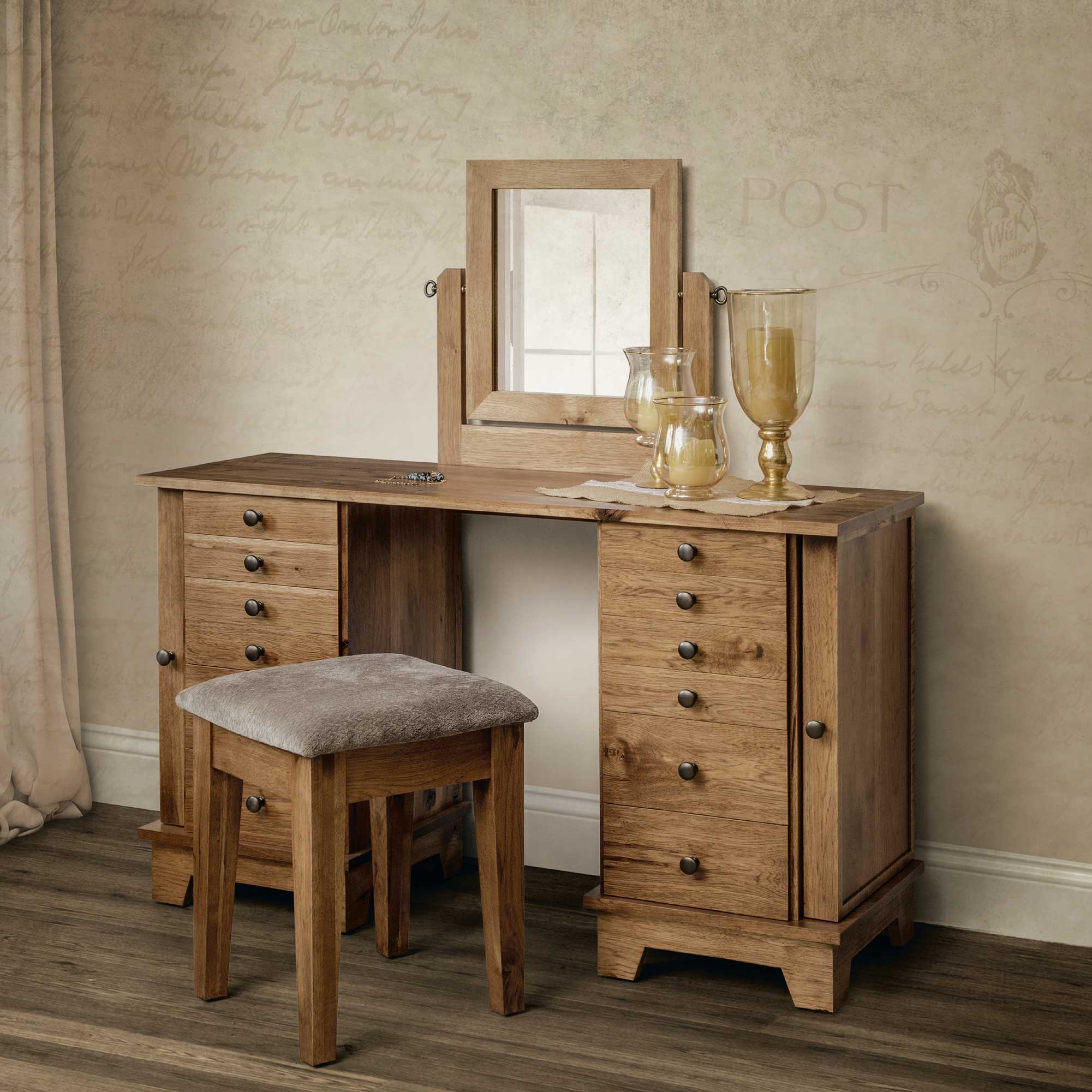 dressing mirror wood Amish Shaker Solid Wood Dressing Table with Stool