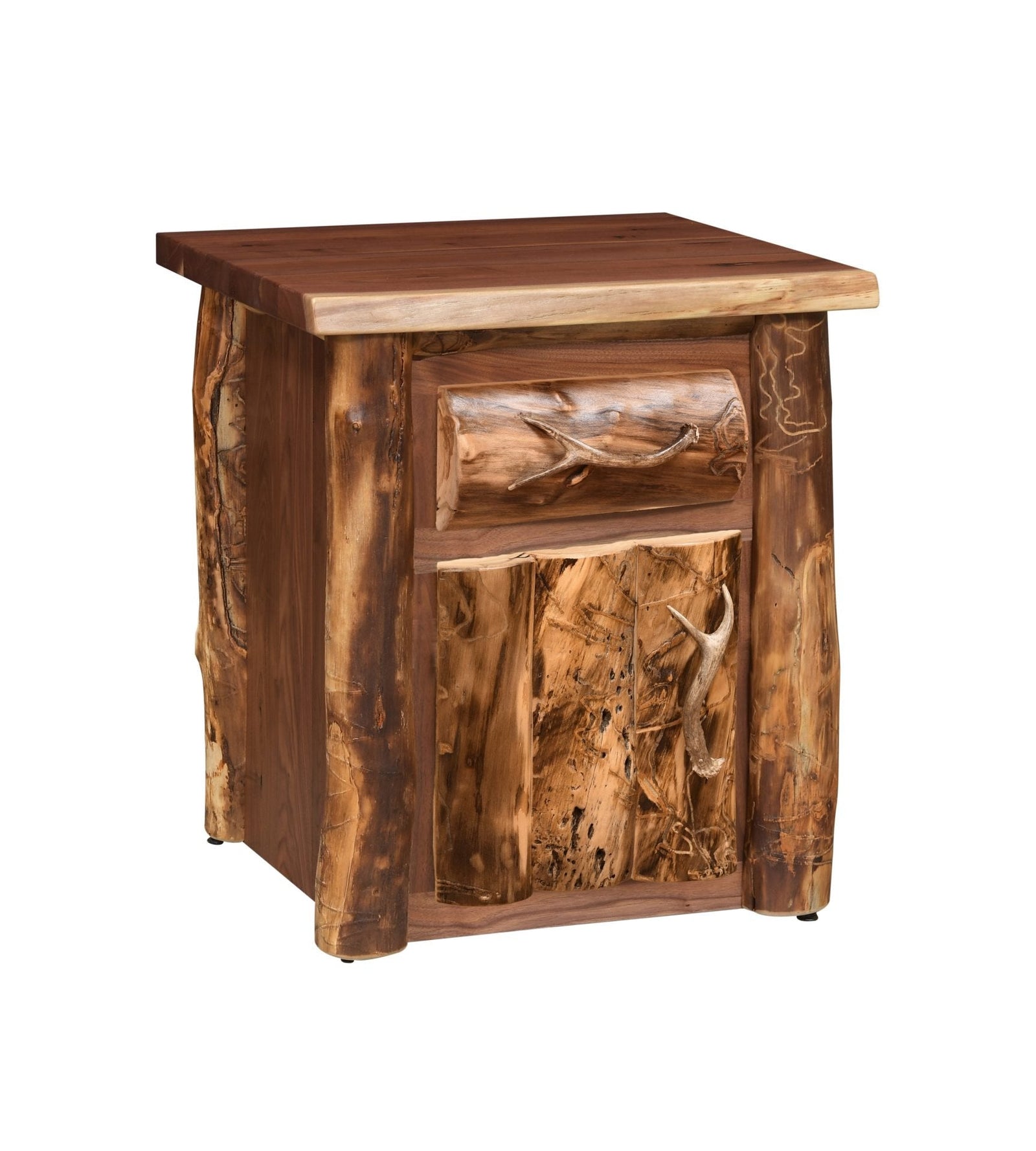 Amish Allegheny Aspen & Walnut 1 Drawer 1 Door Nightstand