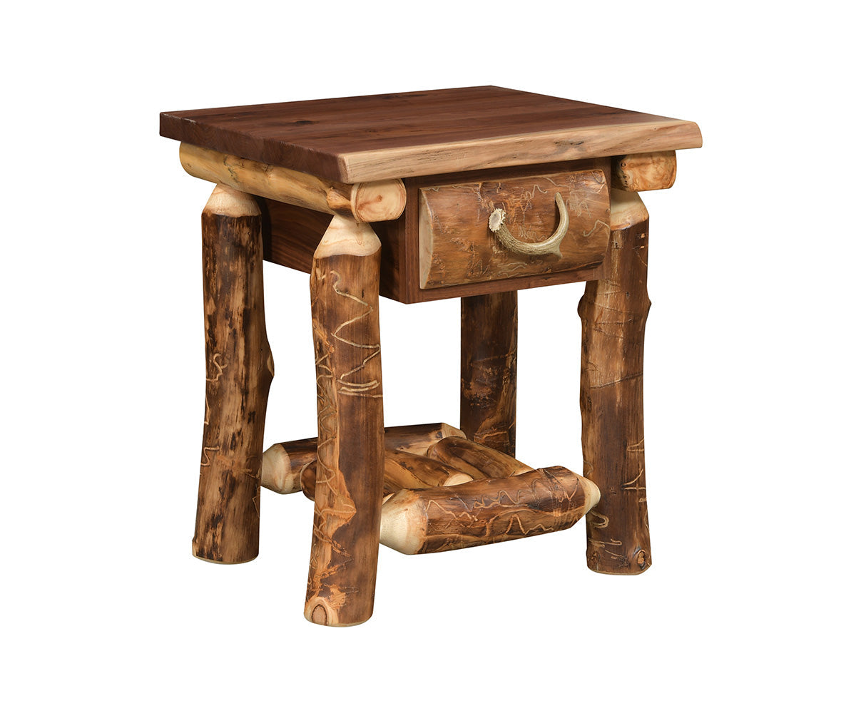 Amish Allegheny Aspen & Walnut 1 Drawer Nightstand