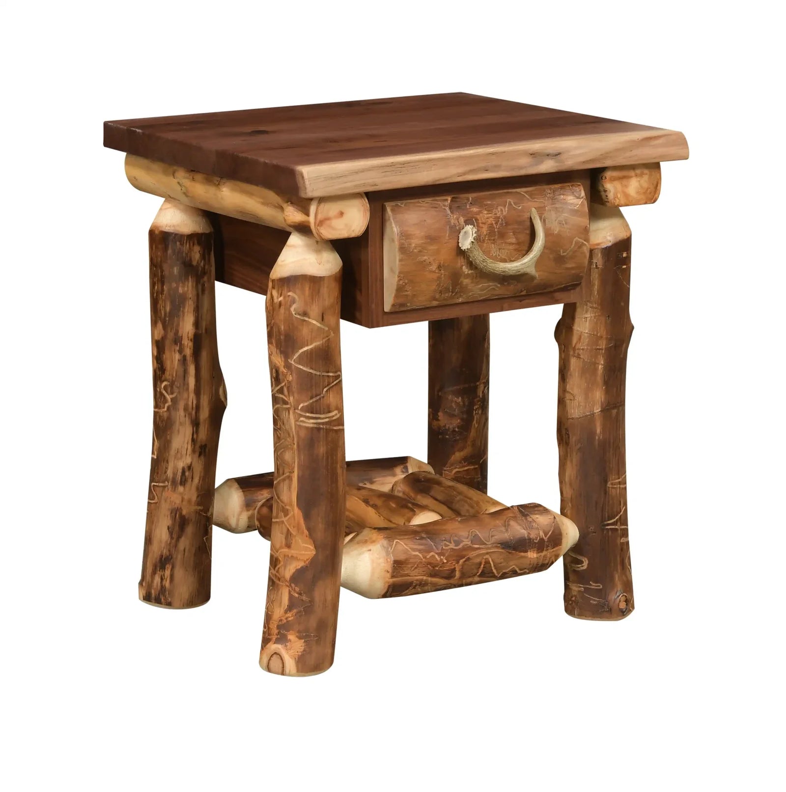 Amish Allegheny Aspen & Walnut 1 Drawer Nightstand