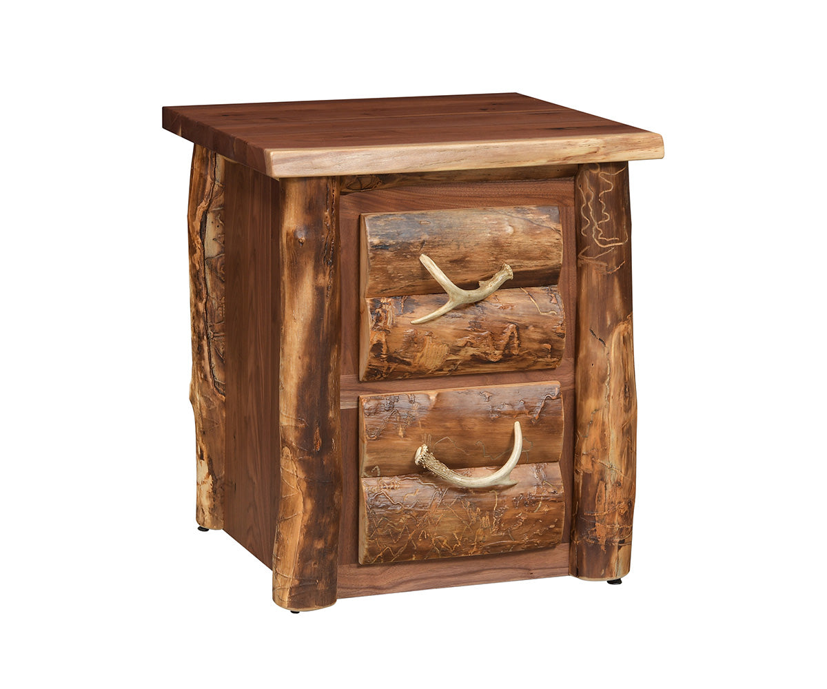 Amish Allegheny Aspen & Walnut 2 Drawer Nightstand
